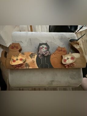 Vintage Rustic Wooden Cat Decor | Handmade Primitive Farmhouse decor